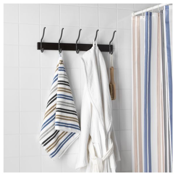 Вешалка для полотенец с 5 крючками ХЭЛМАРЕН, морилка черно-коричнев (58 см) - фото 2