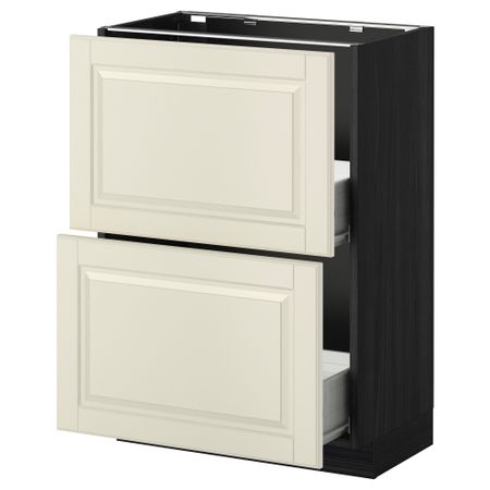 Напольный шкаф с 2 ящиками МЕТОД / ФОРВАРА, черный, Будбин белый с оттенком