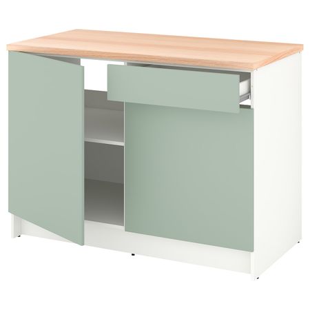 Напольный шкаф с дверцами и ящиком, серо-зеленый 120 см IKEA KNOXHULT КНОКСХУЛЬТ 104.879.77