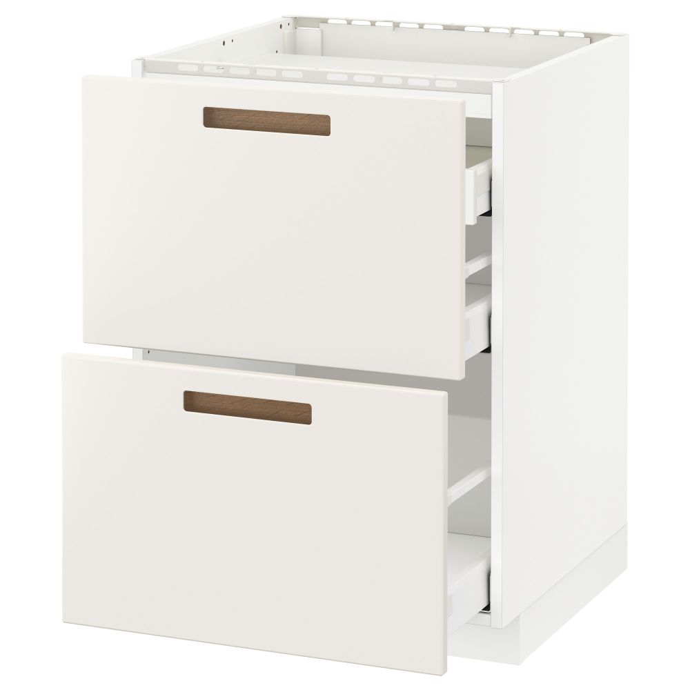 Напольный шкаф, 2 фронтальных панели, 3 ящика МЕТОД / МАКСИМЕРА, белый, Мэрста белый - схема-чертеж с размерами
