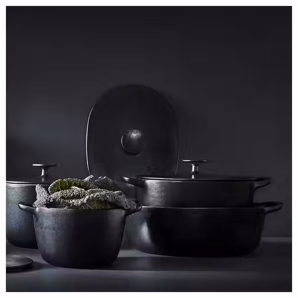 VARDAGEN Кастрюля с крышкой - эмалированный чугун матовая поверхность/чёрный 5 л - схема-чертеж с размерами