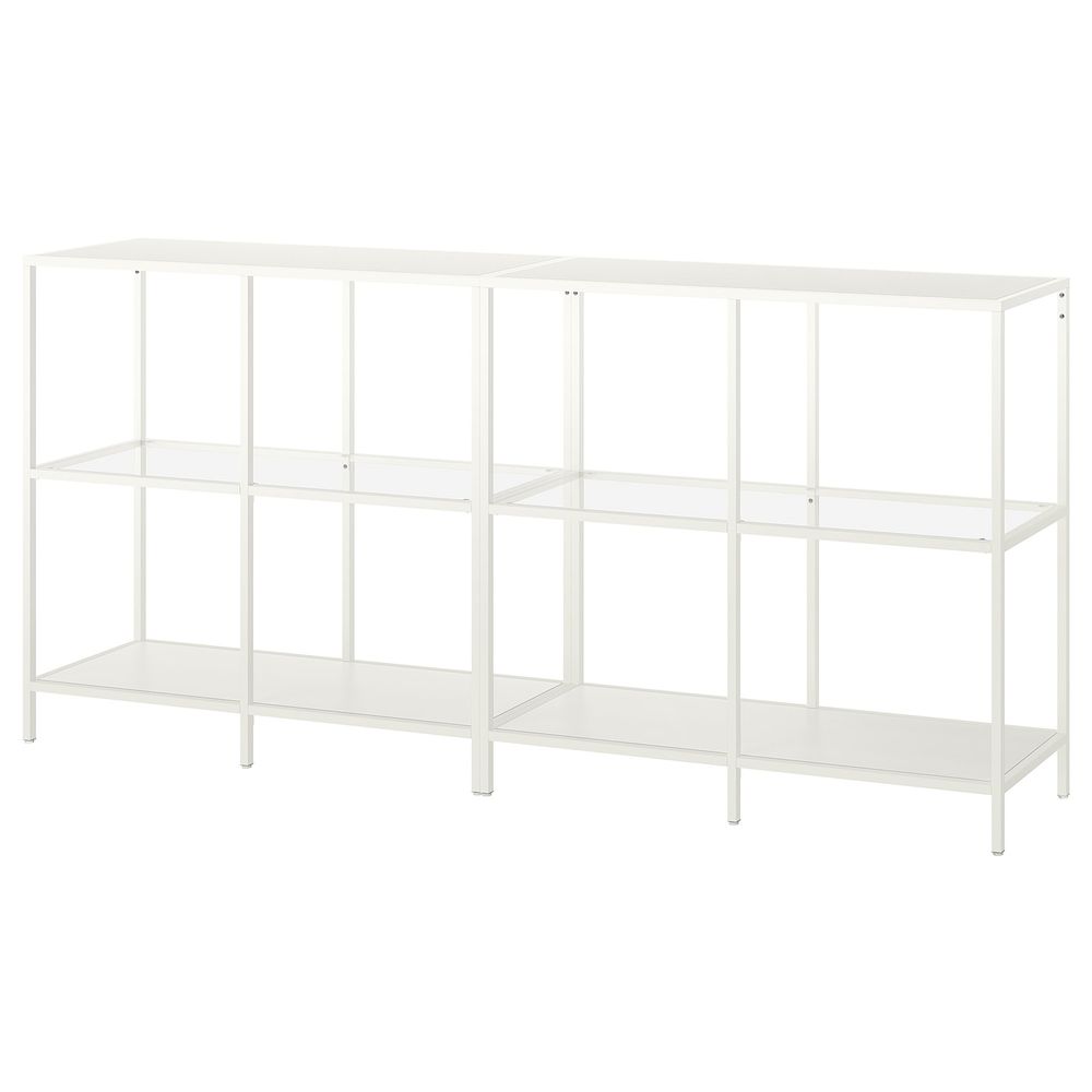 Комбинация для хранения, белый/стекло 200x36x93 см IKEA VITTSJÖ ВИТШЁ 092.945.31 - фото 1