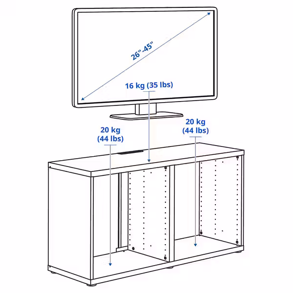 BESTÅ Тумба под ТВ - белый 120x40x64 см - схема-чертеж с размерами