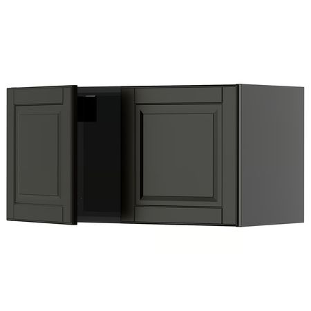 METOD Навесной шкаф с 2 дверцами - черно-серый/Bodbyn чёрный 80x40 см