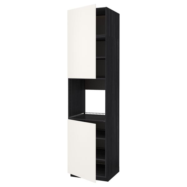 Высокий шкаф для духовки, 2 дверцы, полки МЕТОД, черный, Веддинге белый - схема-чертеж с размерами
