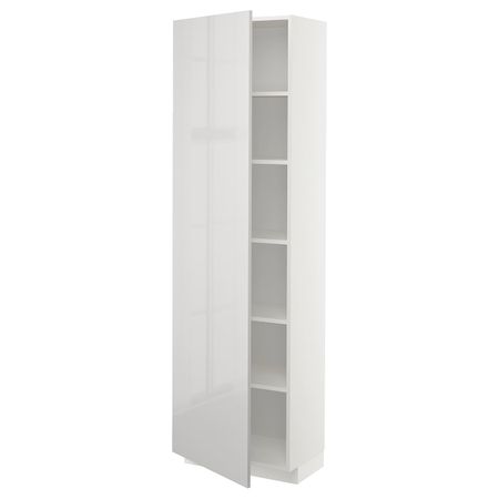 Высокий шкаф с полками, белый/Рингульт светло-серый 60x37x200 см IKEA METOD МЕТОД 393.079.33