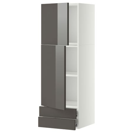 Навесной шкаф, 2 дверцы, 2 ящика МЕТОД / ФОРВАРА, белый, Рингульт серый