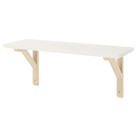 Полка навесная, белый/осина 59x20 см IKEA BURHULT БУРГУЛЬТ / SANDSHULT САНДСХУЛЬТ 693.259.83