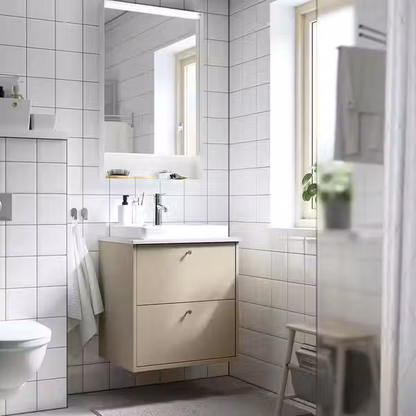 HAVBÄCK / ORRSJÖN ОРРШЁН Шкаф с ящиками/раковина/смеситель - фото 2