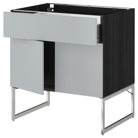 Напольный шкаф, полки, ящик, 2 двери МЕТОД / ФОРВАРА, черный, Веддинге серый