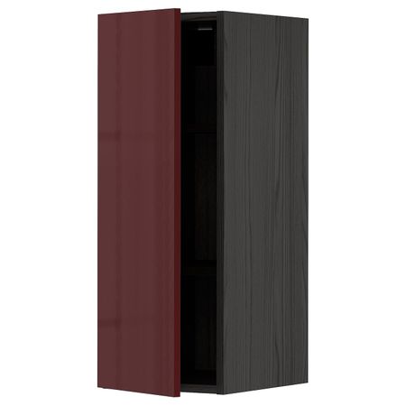 Шкаф навесной с полкой, черный Калларп/глянцевый темный красно-коричневый 30x80 см IKEA МЕТОД 493.278.36