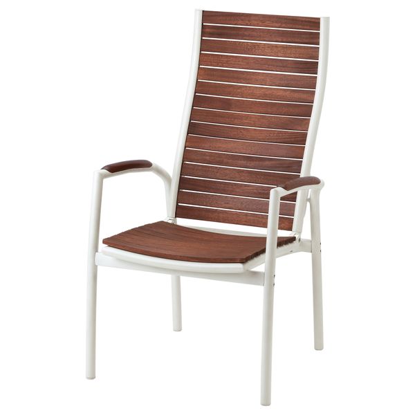 Садовое кресло, регулируемая спинка ВИНДАЛЬШЁ, белый, коричневая морилка - фото 1