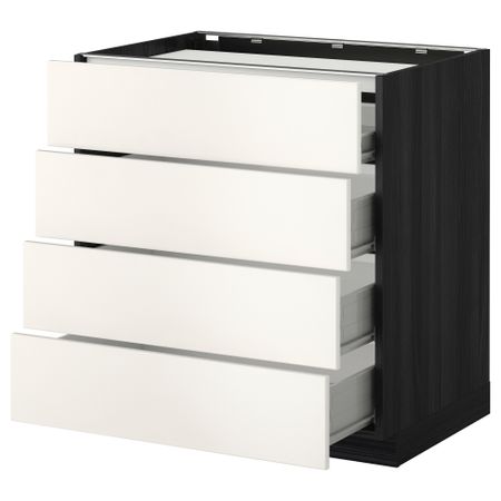 Напольный шкаф, 4 фронтальных панели, 4 ящика МЕТОД / ФОРВАРА, черный, Веддинге белый