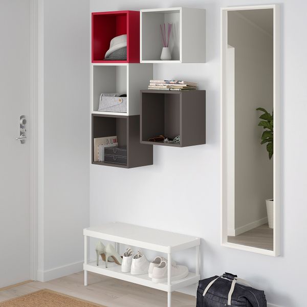 Комбинация для хранения, светло-серый, темно-серый/красный 70x25x175 см IKEA ЭКЕТ 792.863.92 - фото 4