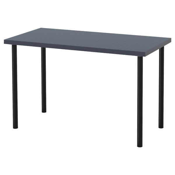 Стол, геометрический синий, черный 120x60 см IKEA ЛИННМОН / АДИЛЬС 492.468.02 - фото 1