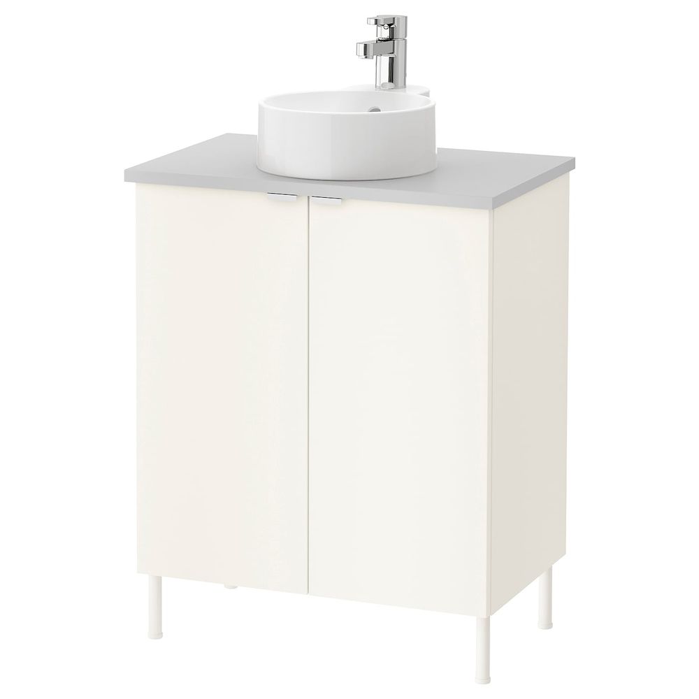 Шкаф под раковину с 2 дверц, белый, серый ЭНСЕН смеситель 62x40x87 см IKEA ЛИЛЛОНГЕН/ВИСКАН / ГУТВИКЕН 392.946.43 - фото 1