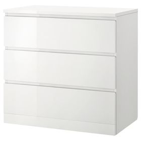 MALM Комод с 3 ящиками - глянцевый белый 80x78 см