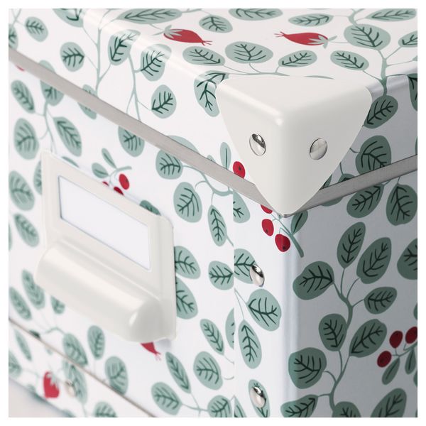 Коробка с крышкой ФЬЕЛЛА, белый, зеленый (18x26x15 см) - фото 2