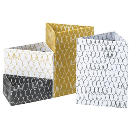 Стакан для ручек, 4 шт. ЛАНКМОЙ, белый, черный золотой