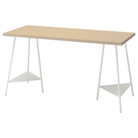 Письменный стол, береза, белый, 140x60 см IKEA TILLSLAG ТИЛЛЬСЛАГ, MÅLSKYTT МОЛСКЮТТ 594.177.99