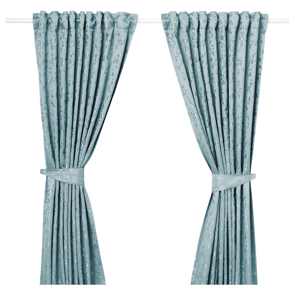 Гардины с прихватом, 2 шт., синий 145x300 см IKEA LISABRITT ЛИЗАБРИТТ 203.967.12 - фото 1