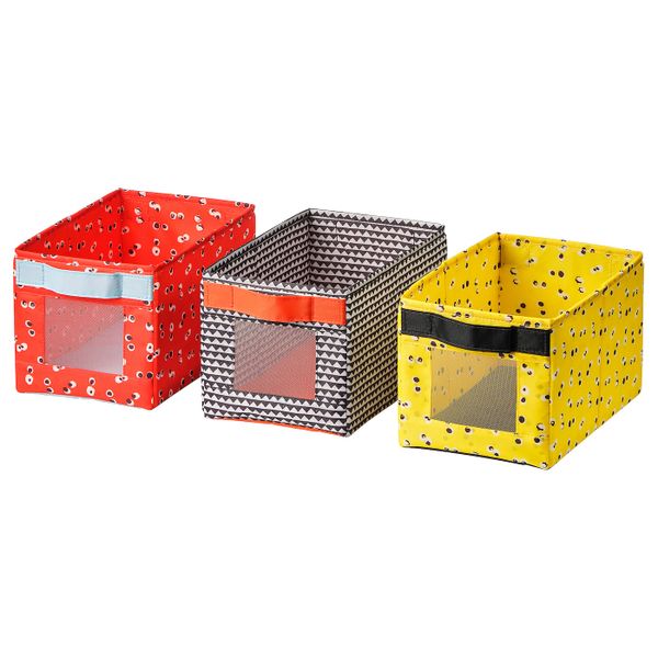Коробка, разноцветный 18x27x17 см 3 шт IKEA АНГЕЛЭГЕН 904.179.52 - фото 1