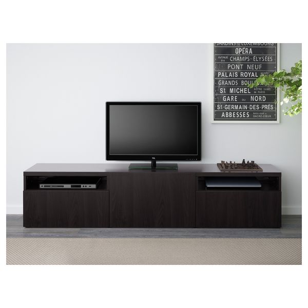 Тумба под ТВ БЕСТО, Лаппвикен черно-коричневый (180x40x38 см) - фото 2