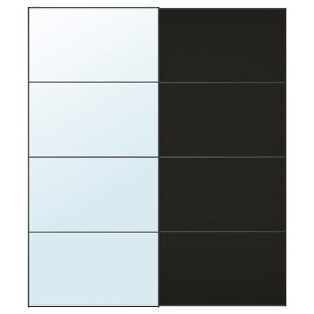 Пара раздвижных дверей АУЛИ / ИЛЬСЕНГ, зеркальное стекло, черно-коричневый