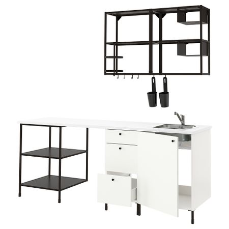 Кухня, антрацит, белый, 223x63.5x222 см IKEA BEGIVENHET БЕГИВЕНХЕТ 793.378.48