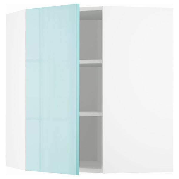Угловой навесной шкаф с полками, белый Ерста/глянцевый светлая бирюза 68x80 см IKEA METOD МЕТОД 194.145.33 - схема-чертеж с размерами