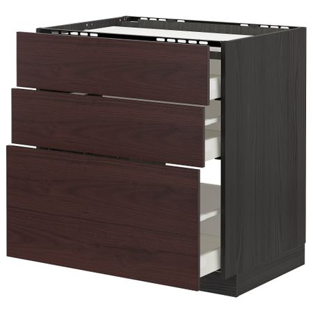 Напольный шкаф, 3 фронтальных панель, 3 ящика, 80x60 cm IKEA METOD МЕТОД, MAXIMERA МАКСИМЕРА 093.341.79