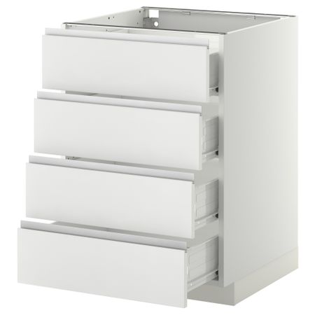 Напольный шкаф 4 фронтальных панели, 4 ящика МЕТОД / ФОРВАРА, белый, Нодста белый