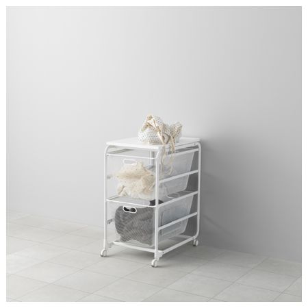 Рама, 2 сетчатые корзины, верхняя полка АЛЬГОТ, белый (41x60x78 см)