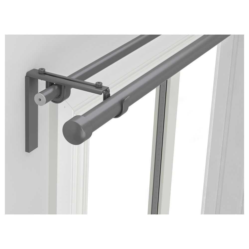 Двойной гардинный карниз/комбинация РЭККА / ХУГАД, серебристый (210-385 см) - фото 1