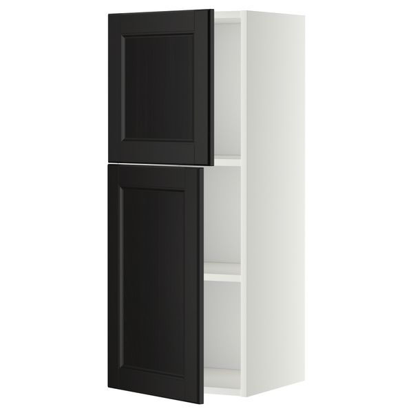 Навесной шкаф с полками, 2 дверцы МЕТОД, белый, Лаксарби черно-коричневый - схема-чертеж с размерами