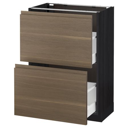 Напольный шкаф с 2 ящиками, черный/Воксторп грецкий орех 60x37 см IKEA МЕТОД / МАКСИМЕРА 892.387.20