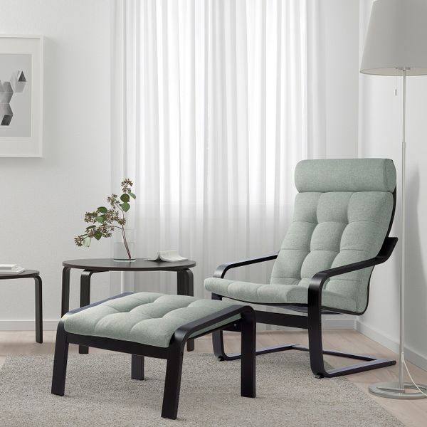 Кресло, черно-коричневый/Гуннаред светло-зеленый IKEA POÄNG ПОЭНГ 494.372.22 - фото 2