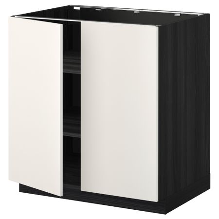 Напольный шкаф с полками, 2 двери МЕТОД, черный, Веддинге белый