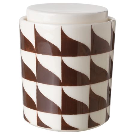 Емкость с крышкой ТИЛЛФЭЛЛЕ, белый/коричневый (1.0 лx15 см)