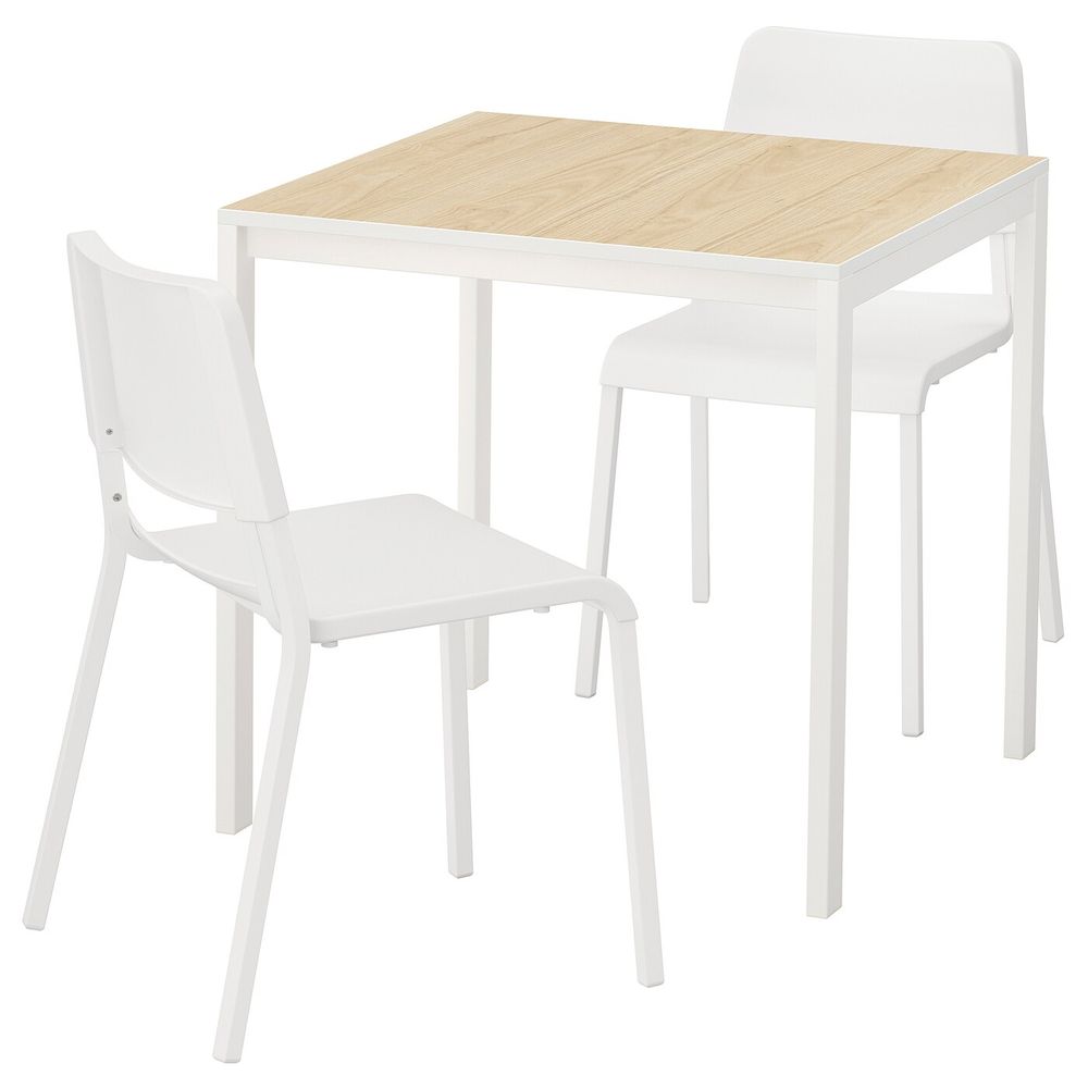 Стол и 2 стула, ясень, белый 75x75 см IKEA МЕЛЬТОРП / ТЕОДОРЕС 692.875.56 - фото 1