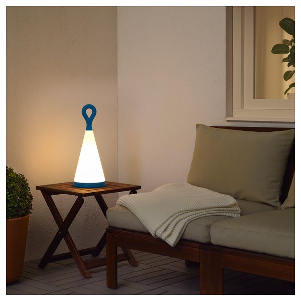 Настольная светодиодная лампа, солнечная батарея СОЛВИДЕН, для сада, треугольник синий/белый (42 см) - фото 2