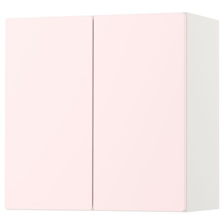 Навесной шкаф, 60x32x60 см, белый бледно-розовый с 1 полкой IKEA SMÅSTAD СМОСТАД 793.899.41