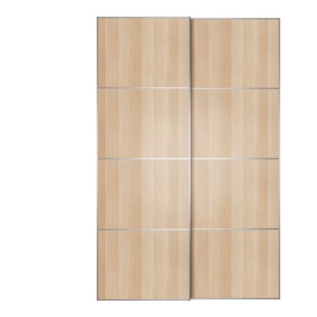 Пара раздвижных дверей ВОЛЬДА, под беленый дуб, цвет алюминия