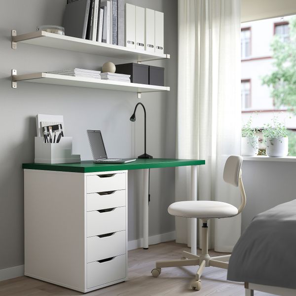 Стол, зеленый, белый 120x60 см IKEA LINNMON ЛИННМОН / ALEX АЛЕКС 393.355.49 - схема-чертеж с размерами