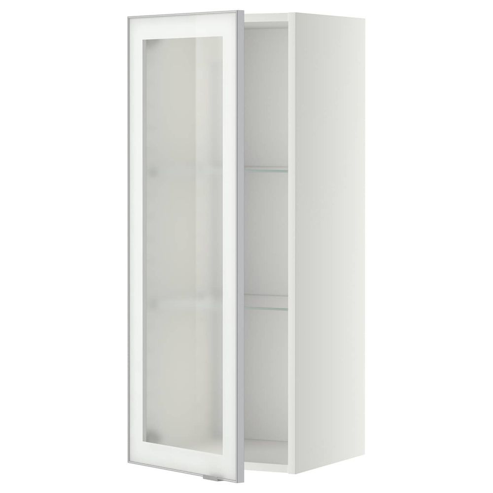 Навесной шкаф/полки/стеклян дверца, белый/Ютис матовое стекло 40x100 см IKEA METOD МЕТОД 194.449.50 - фото 1