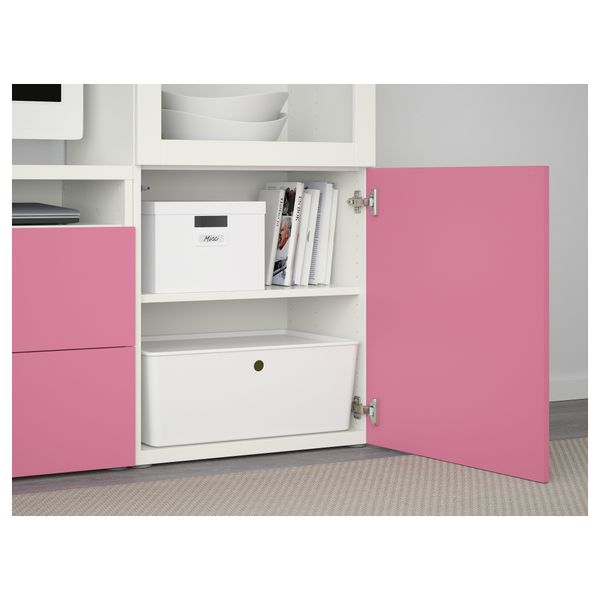 Шкаф для ТВ, комбинированный, стекляные дверцы БЕСТО, Лаппвикен розовый, Синдвик белый прозрачное стекло (240x40x128 см) - фото 3