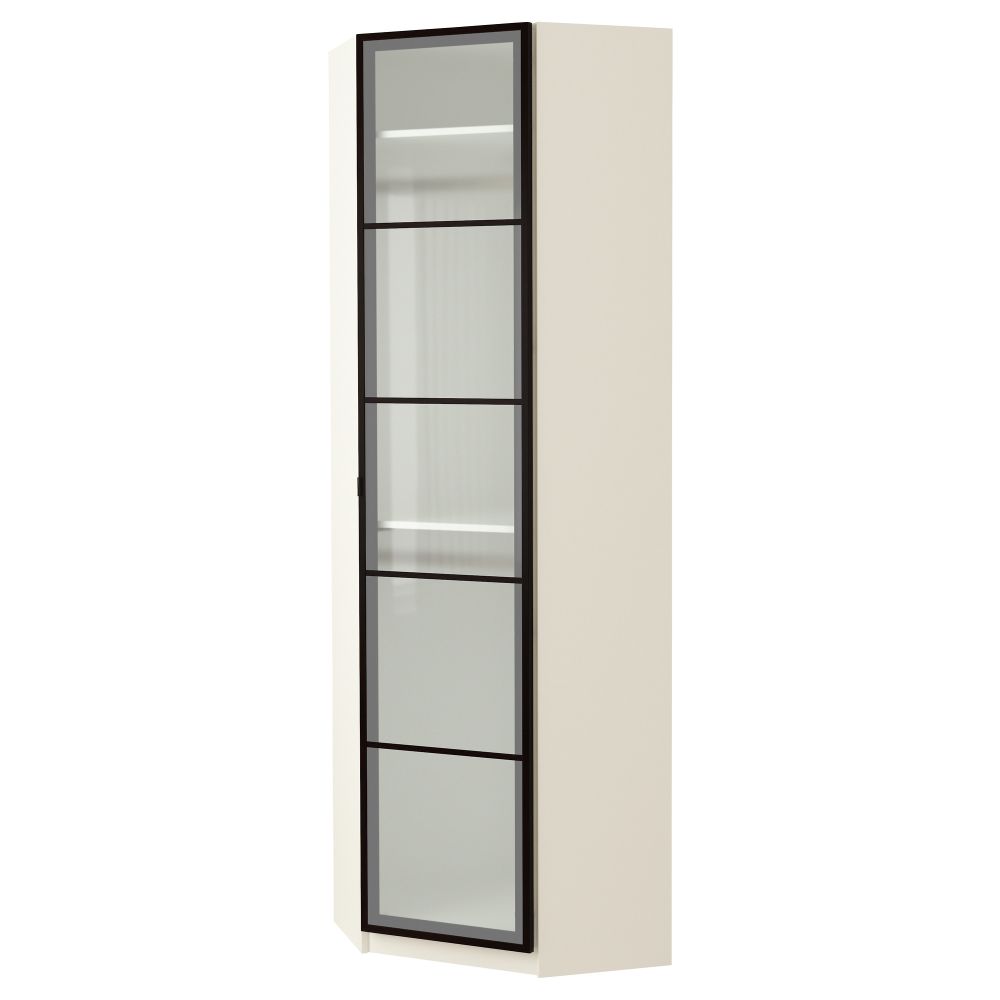 Гардероб угловой ПАКС, белый, Февик матовое стекло - фото 1