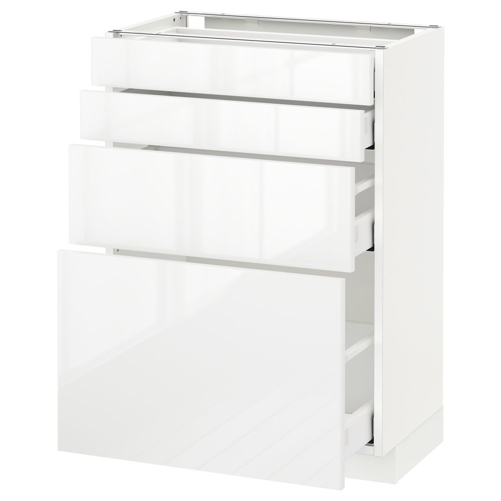 Напольный шкаф 4 фронтальных панели, 4 ящика МЕТОД / МАКСИМЕРА, белый, Рингульт белый - схема-чертеж с размерами