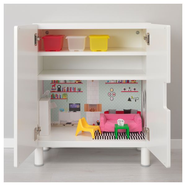 Комбинация для хранения с дверцами СТУВА, белый, белый (60x30x75 см) - схема-чертеж с размерами