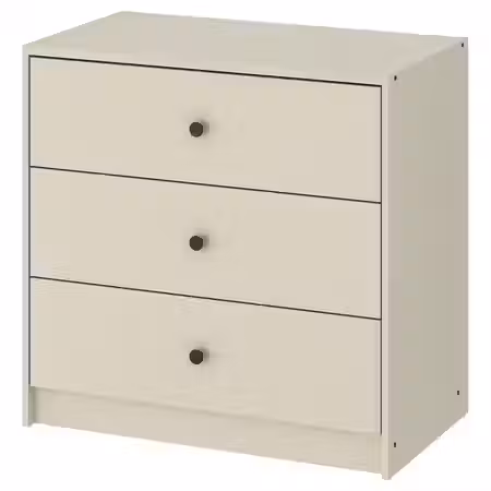 GURSKEN Комод с 3 ящиками - светло-бежевый 69x67 см
